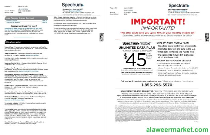 USA Spectrum utility bill template in Word and PDF format (4 pages) 3 4